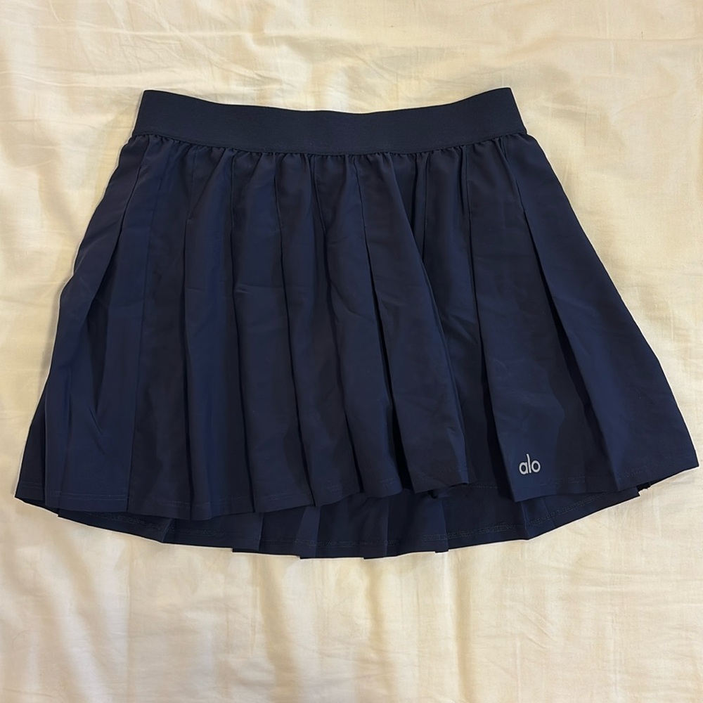 Alo yoga navy blue tennis skirt skort xs pleated varsity